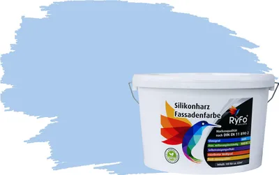 Produktbild von RyFo Colors Silikonharz Fassadenfarbe Lotuseffekt Trend Südseeblau 10l - bunte Fassadenfarbe, weitere Blau Farbtöne und Größen erhältlich, Deckkraft Klasse 1
