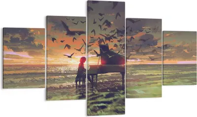 Produktbild von Bild auf Leinwand - Leinwandbild - Klaviermusik - 125x70cm - Wand Bild - Wanddeko - Wandbilder - Leinwanddruck - Bilder - Kunstdruck - Wanddekoration - Leinwand bilder - Wandkunst - EA125x70-3911