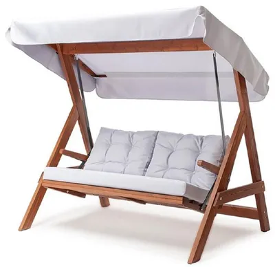 Produktbild von Casa Padrino Luxus Hollywood Schaukel Hellgrau / Braun - Wetterfeste Garten Schaukel mit Sonnendach - Garten Möbel - Terrassen Möbel - Luxus Möbel - Luxus Garten Einrichtung