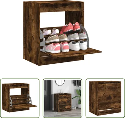 Obrázek produktu pro The Living Store Botník kouřový dub 60x42x69 cm materiál na bázi dřeva