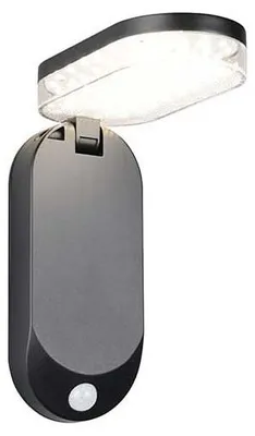 Image de Applique murale LED, solaire, noire, capteur, fonctionnement sur batterie, L 25,9 cm
