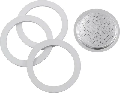 Produktbild von BIALETTI Ersatzteilset 1 Filterplatte und 3 Dichtungsringe 6 Tassen