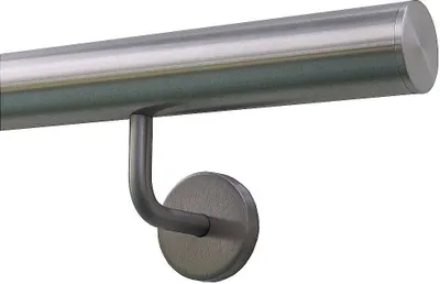 Produktbild von TIBU Handlauf Edelstahl 42,4 mm Geländer 0,3m - 6m, Länge 200 cm, Ende gerade Kappe und gewinkelte Halter