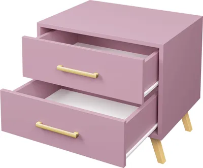 Produktbild von MIRJAN24 Nachttisch Tytus II, Nachtkonsole mit 2 Schubladen, Schlafzimmer Nachtschrank, Stilvoll Kolektion (Pflaume / Pflaume + Gold)