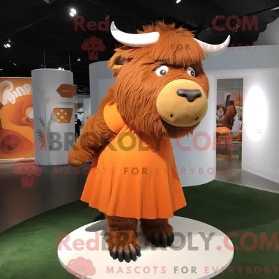 Produktbild von Orangefarbenes REDBROKOLY Wollnashorn-Maskottchenkostüm mit Bleistiftrock und Wickelrock