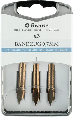Produktbild von Kalligrafiefedern Metall goldfarben 0,7mm Brause Bandzug 15 Stück