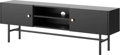 Produktbild von Selsey Divenos - TV-Lowboard Schwarz mit Metallbeinen, 155 cm