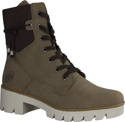 Produktbild von Rieker X5720-64 Damenschuhe, Stiefelette, Kunstleder, Beige, gefüttert - Damenschuhe Modische Stiefelette / Boots, Braun, absatzh&oumlhe: 25 mm