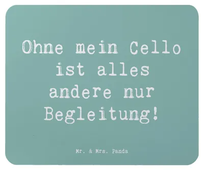 Produktbild von Mr. & Mrs. Panda Mauspad Spruch Cello Magie - Meeresbrise - Geschenk, computer mousepad, Moderne Musik, Orchester, Musikinstrument, Lernen, Instrument, Mouse Pad, laptop