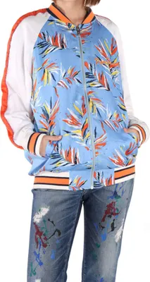 Immagine prodotto di Giacca bomber da donna Pepe Jeans Lesly, blu con motivo a foglie, taglia S