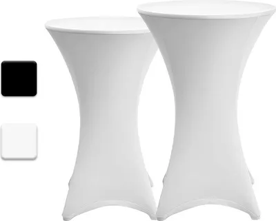 Produktbild von 2x Stehtischhusse Stretch Stehtisch Tisch Husse Bistrotisch weiß Ø 60 cm