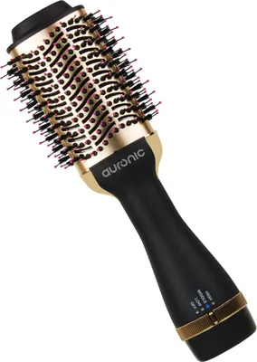 Produktbild von Auronic 3-in-1 Föhnbürste - Airstyler - Glätten, Locken und Extra Volumen - Multistyler - Lockenbürste - Warmluftbürste - 1000W - Ø 45 mm - Schwarz/Gold