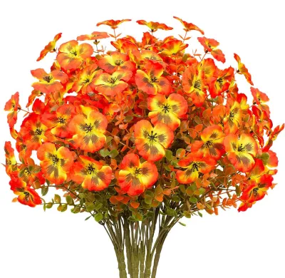 Produktbild von Künstliche Herbstblume, 7-armig, realistische Plastikblume, Tischdekoration für Zuhause, Büro, Hochzeit, Party, drinnen und draußen.