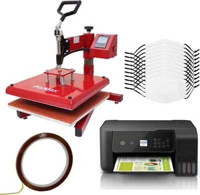 Produktbild von 10 Gesichtsmasken für den Sublimationsdruck, Schwingpresse & Drucker im Set