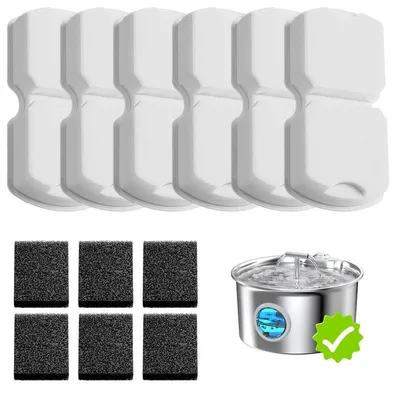 Produktbild von Trinkbrunnen Filter Katzen Ersatzfilter - Edelstahl - 12 Stück - Aktivkohlefilter und Schaumfilter