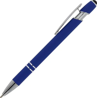 Produktbild von Touchpen Kugelschreiber / aus Metall / Soft-Touch / Farbe: blau