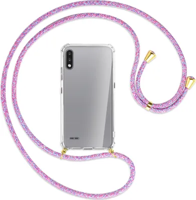 Produktbild von Handykette Backcover-Schutzhülle mit Band (Metall goldfarben) für LG K22 LMK200 - lila/rosa/blau