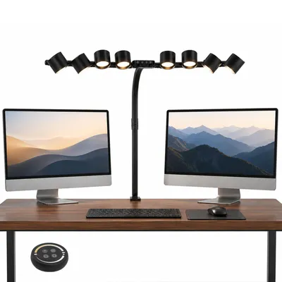 Produktbild von 22W LED Schreibtischlampe mit Klemme - 8 Kopf Architektenlampe Dimmbar Klemmlampe Schreibtisch Ra90 Leselampe für Home Office Multi Monitor Setup