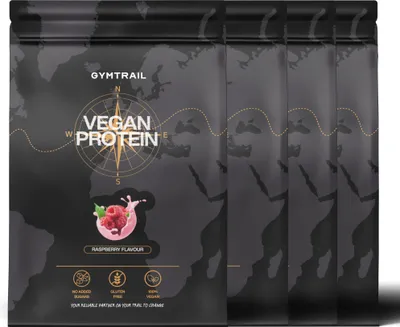 Produktbild von GYMTRAIL® Veganes Eiweißpulver aus Erbsenprotein 2000g | Pflanzliches Proteinpulver mit essenziellen Aminosäuren | Ohne Soja und Süßungsmittel mit Birkenzucker | Raspberry