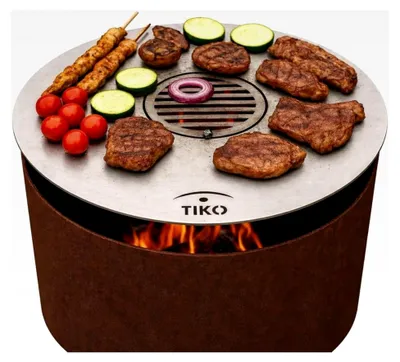 Produktbild von Grillplatte Plancha Ø 80 cm aus 5 mm Stahl mit Einlegerost – Feuerplatte für Feuerschale und Feuertonne