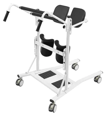 Image de Aide au lever - Lève-personne - Antidérapant - Capacité de charge de 120 kg - Coussins d'assise et de genoux à 3 niveaux (5 cm) - Acier au carbone - 63 × 82 × 119 cm - Noir/Blanc
