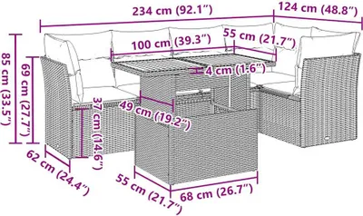 Immagine prodotto di vidaXL Set di divani da giardino a 6 pezzi con cuscini in rattan grigio