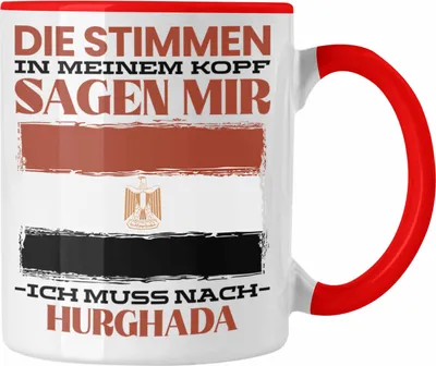Produktbild von Trendation - Hurghada Tasse Urlaub Heimat Geschenk Spruch Ägpten Geschenkidee (Rot)