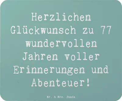 Produktbild von Mr. & Mrs. Panda Mauspad Spruch 77. Geburtstag - Meeresbrise - Geschenk, herzlichen Glückwunsch, computermatte, mausteppich, Mousepad, Mouse Pad, Liebe, Happy Birthday