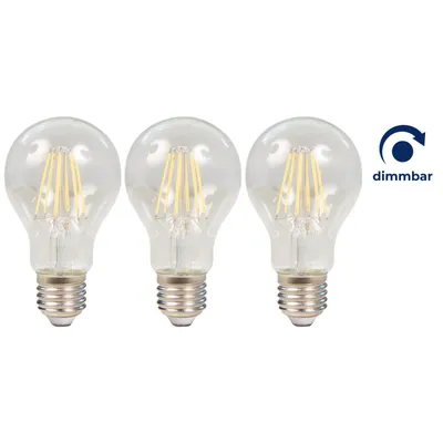 Produktbild von LED Filament Set McShine 3x Glühlampe E27 7.5W 800lm warmweiß klar dimmbar