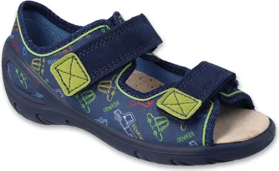 Produktbild von Sandalen Befado Sunny 063X016 blaue Hausschuhe mit Lederinnensohle