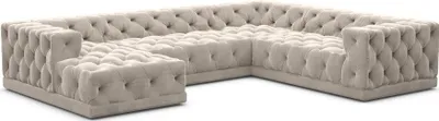 Produktbild von Samtstoff U-Form XXL Wohnlandschaft Meliva Sand Links