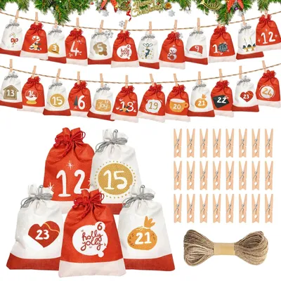 Produktbild von 24 Weihnachtssäckchen – Adventskalender zum Befüllen