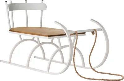 Produktbild von IB Laursen DEKO SCHLITTEN Weiß mit Holz Sitz 78 cm Weihnachtsdeko