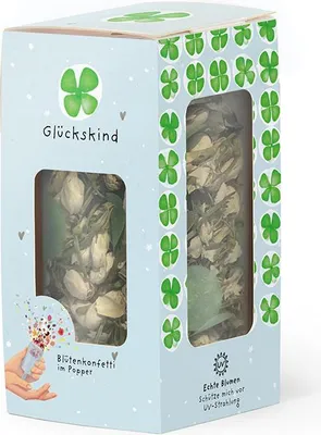 Produktbild von Blütenkonfetti Popper Viel Erfolg du Glückskind Nachhaltiges Naturkonfetti Deko