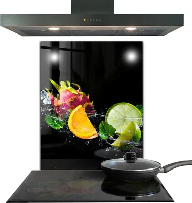 Obrázok produktu pre Splashback Kuchyňa - Ochrana steny pre sporák a drez Krava - Kuchynský Sklenený Panel - 60x80 - Šťavnaté exotické ovocie