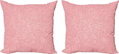 Zdjęcie produktu dla Zestaw poszewek na poduszki ABAKUHAUS Peach (2 szt.), kompozycja kwiatowa z polnymi kwiatami i liśćmi Abstrakcyjna sztuka inspirowana Walentynkami, 45 x 45 cm, jasnoróżowy