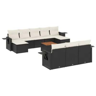 Produktbild von vidaXL 11-tlg. Garten-Sofagarnitur mit Kissen Schwarz Poly Rattan