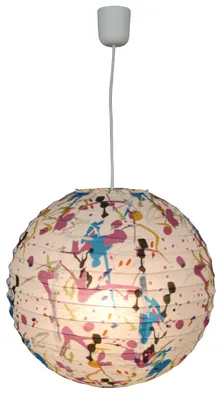 Produktbild von Pendelleuchten - Papierleuchte, Hängelampe im Romantic Style, aus Metall und Papier in bunt, 38 cm hoch, Ø 38 cm, E27-Fassung