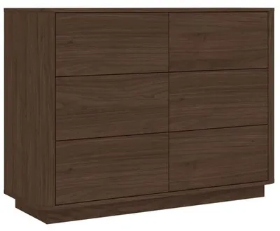 Immagine prodotto di Comò con 6 cassetti, ideale per soggiorno e camera da letto, in legno di quercia e noce, dimensioni 115,2 x 40 x 85,5 cm