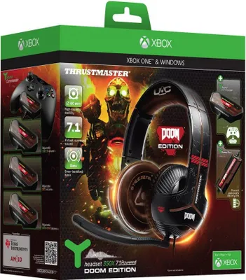 Zdjęcie produktu dla Thrustmaster Y-350X Doom, Przewodowa, Gaming, Zestaw słuchawkowy, Czarny, Brązowy