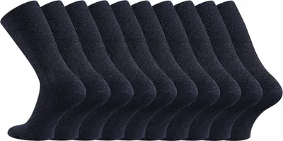 Produktbild von FussFreunde 10 Paar Uni Gesundheitssocken ohne Gummidruck, Diabetiker geeignet, Marineblau, Größe 43-46