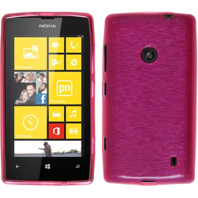Produktbild von PhoneNatic Case kompatibel mit  Nokia Lumia 520 - pink Silikon Hülle brushed + 2 Schutzfolien