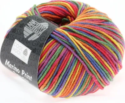 Produktbild von Lana Grossa - Cool Wool Print 0703 lila grün himbeer orange gelb blau