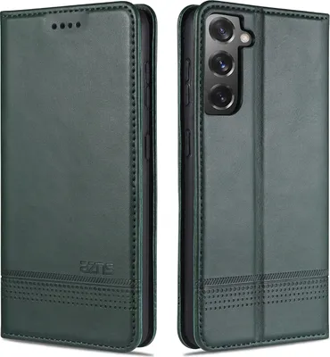 Produktbild von LaimTop LederHülle für Samsung S21 5G, Klapphüllen Brieftasche Magnetverschluss Ständer Schutzhülle für Samsung Galaxy S21 5G Grün