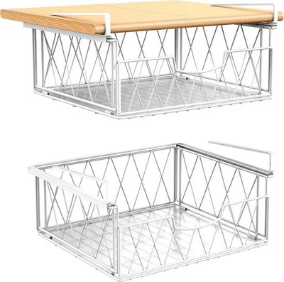 Produktbild von Famanu Unterregal Aufbewahrungsbox - 2 Stück Hängemappen - Metallregal - Organizer für unter den Schrank - Weiß