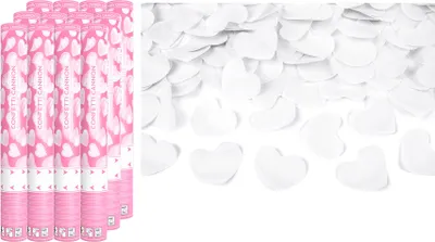 Produktbild von Konfettikanone mit Herzen 40cm weiß 12er Set