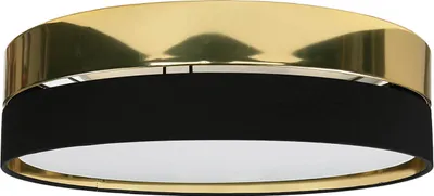Produktbild von Deckenleuchte Schwarz Gold blendarm Metall Stoff rund Ø 60 cm 4x E27 Deckenlampe Wohnzimmer Schlafzimmer