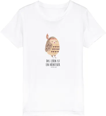Produktbild von Mr. & Mrs. Panda Kleinkinder T-Shirt Eule Federschmuck 12-14 Jahre (152/164) - Weiß - Geschenk, Organic Kinder, Owl, mutig, Kleinkind, Öko, Kindershirt, Teenager