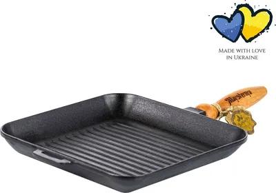Produktbild von MAYSTERNYA Grillpfanne Gusseisen – 28 x 28 x 4 cm – Steakpfanne – Grillen – Backen – BBQ-Zubehör – Grillplatte – Barbecue – Pfannenset – Mattschwarz