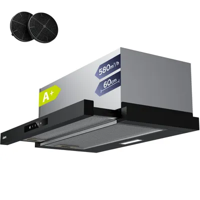 Produktbild von Flachschirmhaube, Ausziehbare Einbau-Dunstabzugshaube 60cm 580 m³/h, Umluft & Abluft VM6909AB